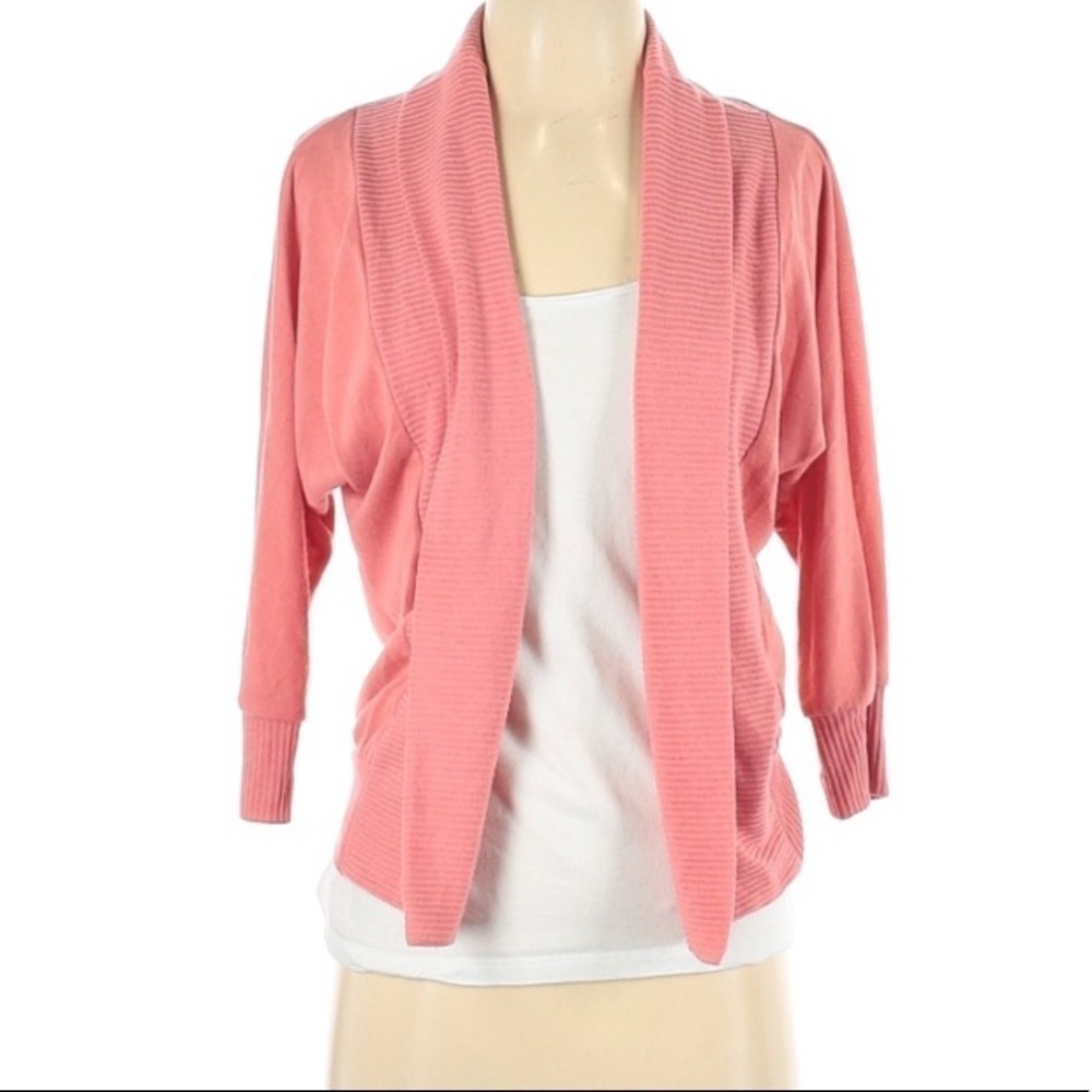 Ginger G Coral Knit Open Cardigan 3/4 Sleeve small woman’s